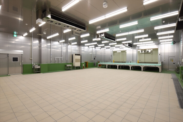 HACCP対応床材であるハイブリッドストーン アベイラス アンプロップを食品工場で施工した完成図の②